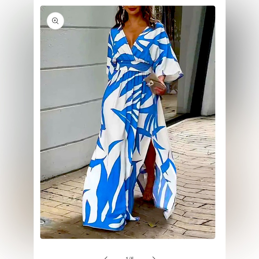 Slit Printed Surplice Maxi Dress - size small, NWT